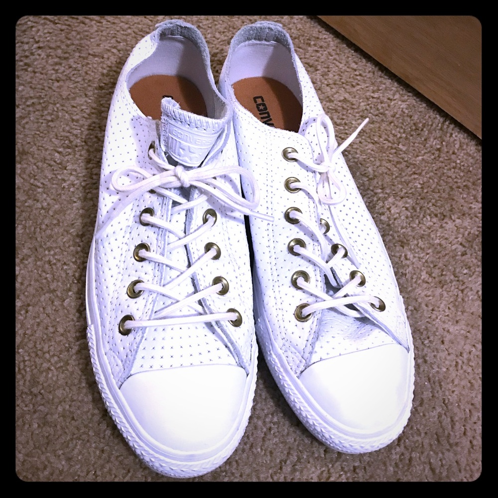Converse All Star Leather White Perforated Sneakers